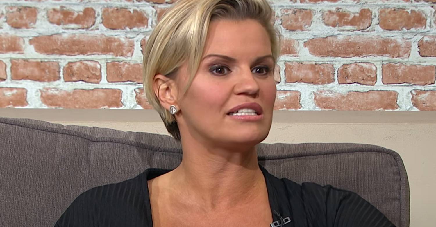 Kerry Katona looks impassive