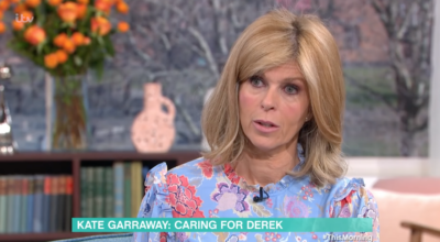 Kate Garraway looking concerned during an interview