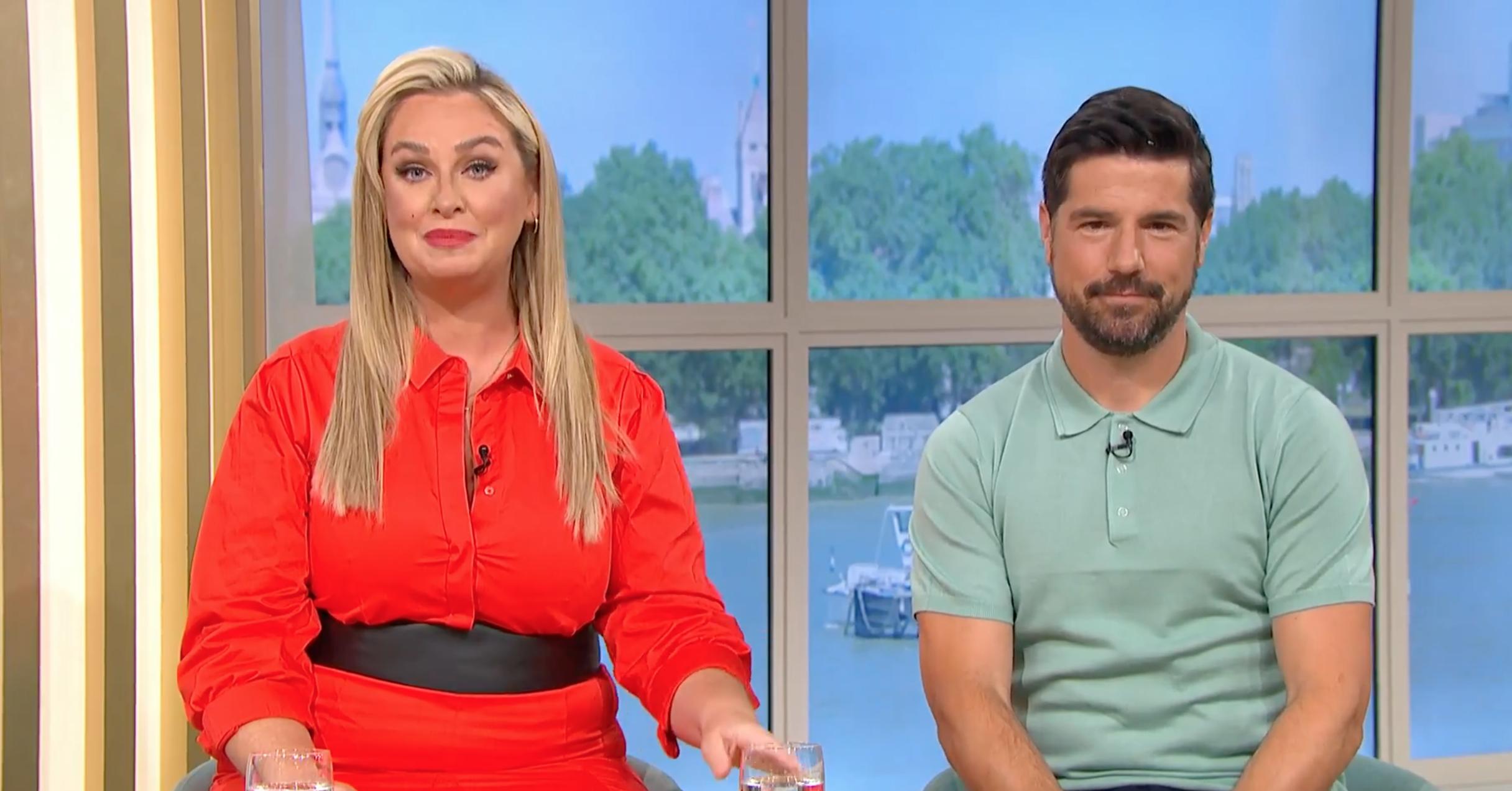Josie Gibson wearing red on This Morning with Craig Doyle