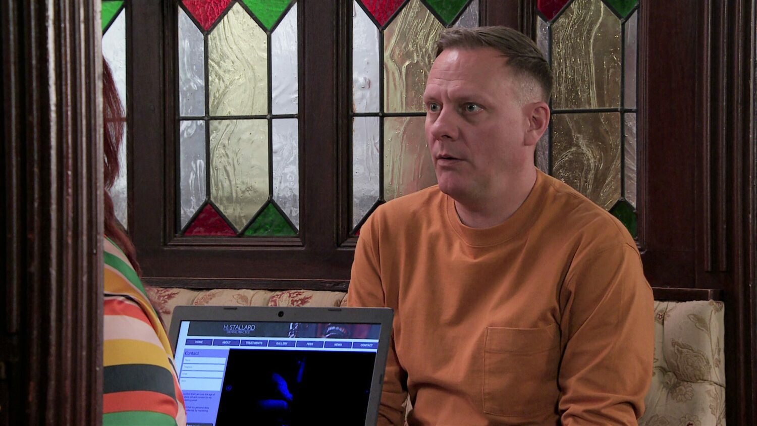 Corrie Sean looks scared