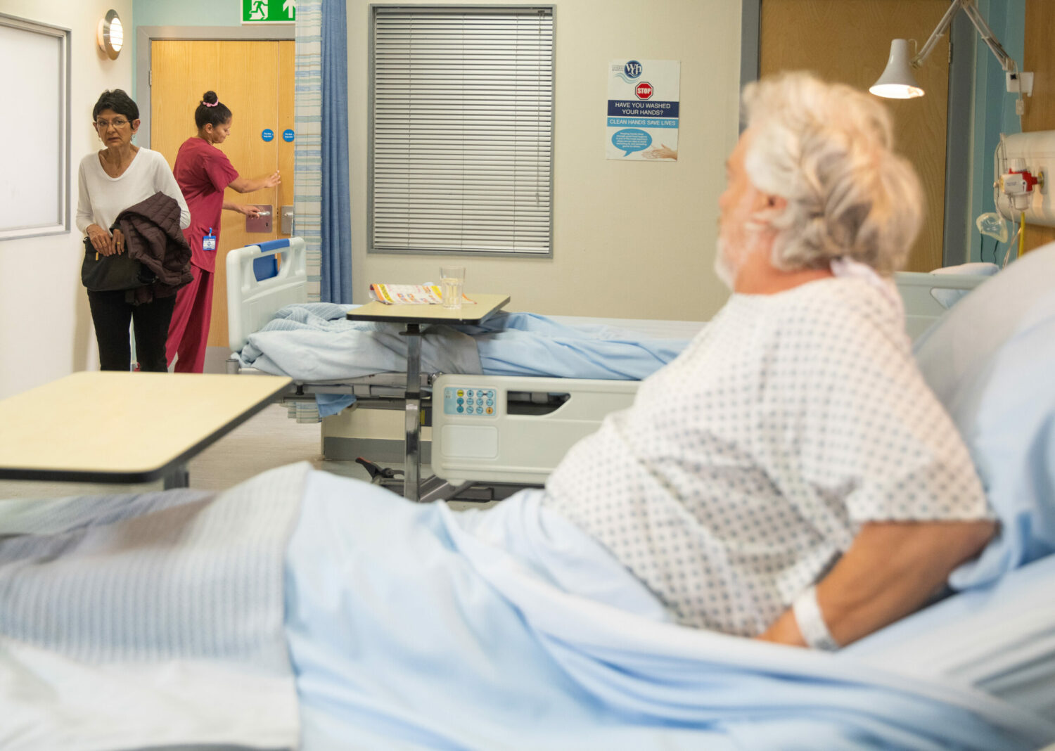 Coronation Street Stu is surprised to see Yasmeen visit him in hospital