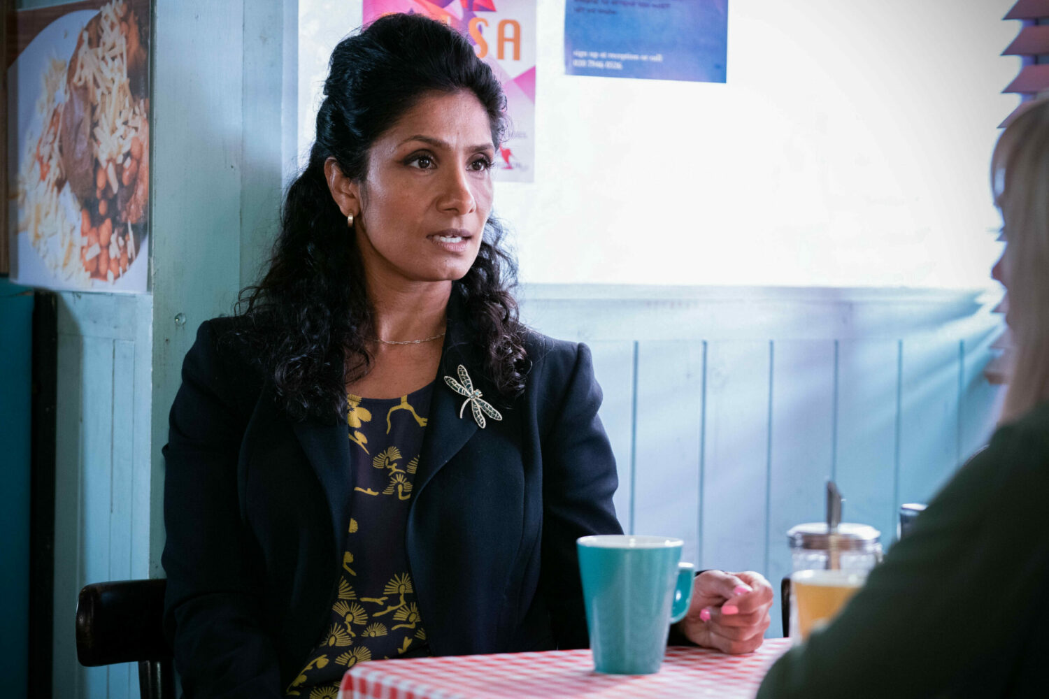 EastEnders Suki talks to Sharon in the cafe