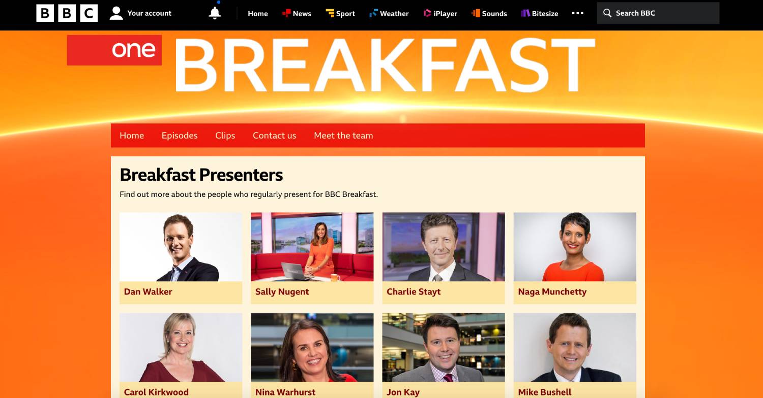 Dan Walker still appears on the BBC Breakfast webpage