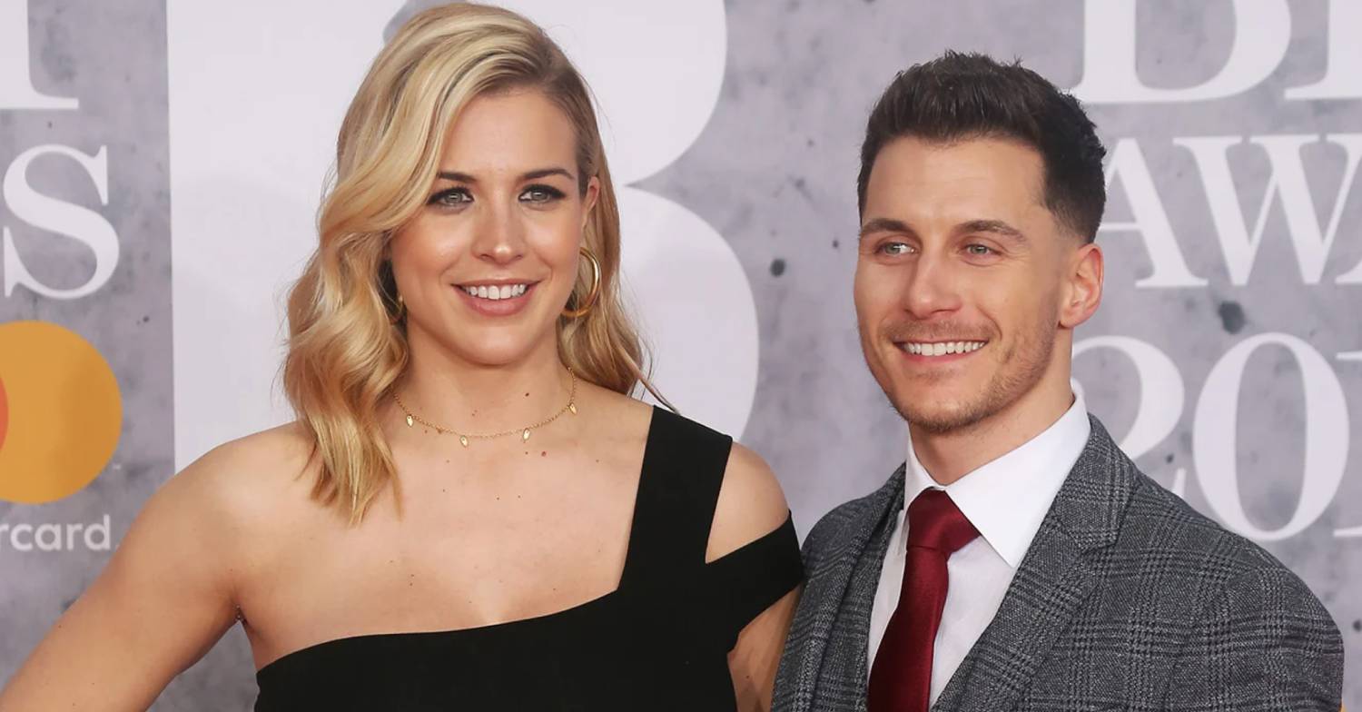 Gemma Atkinson and Gorka Marquez both smile for the cameras