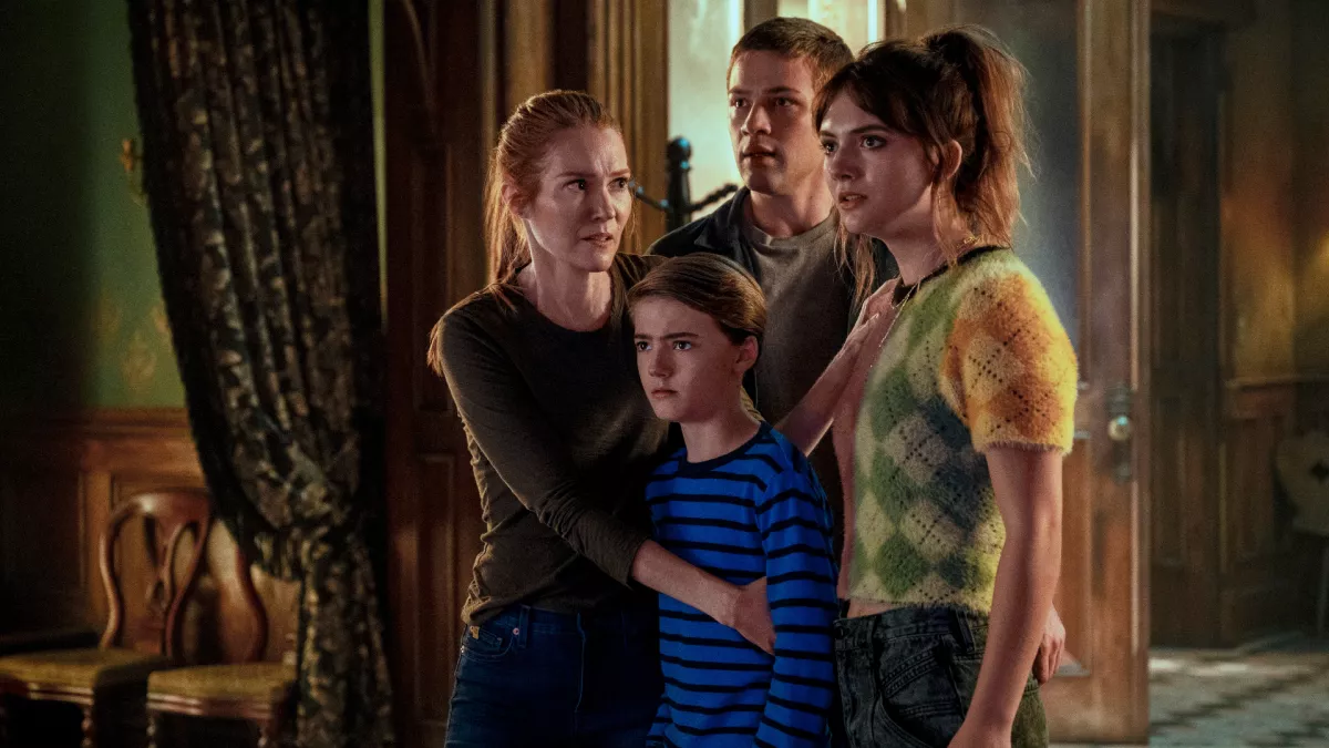 The Locke family look nervous in the third and final series of Netflix's Locke and Key