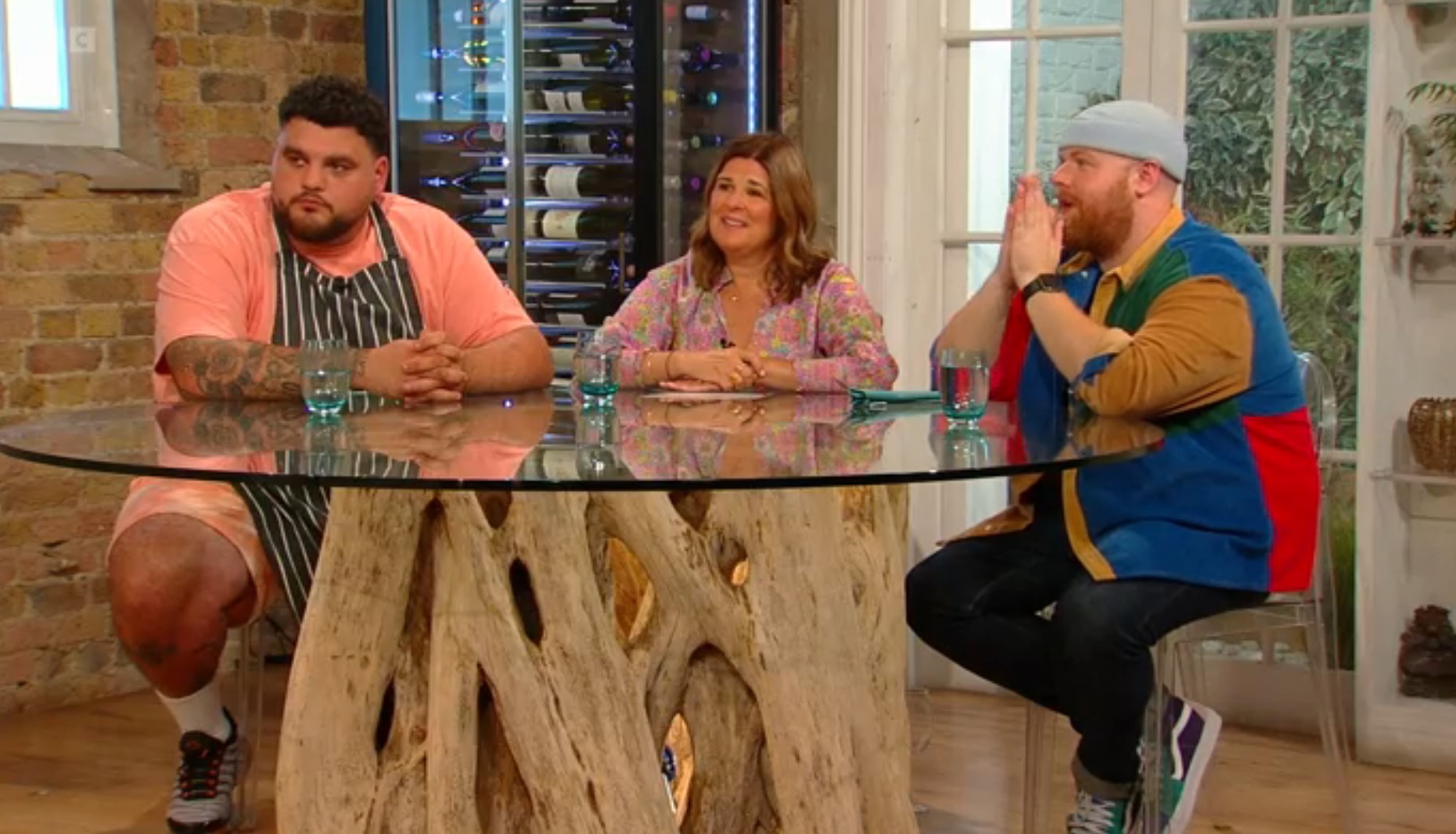 Big Has, Hels and Tom Walker wait for their food on Saturday Kitchen