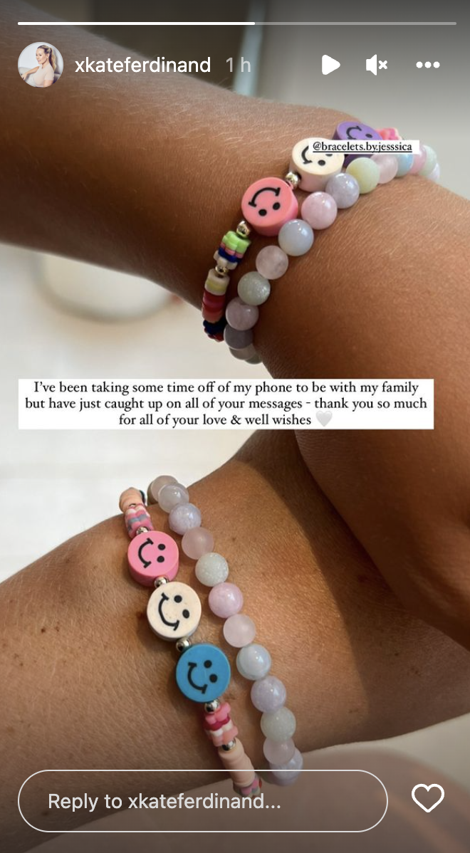 Kate Ferdinand Instagram stories thanking fans