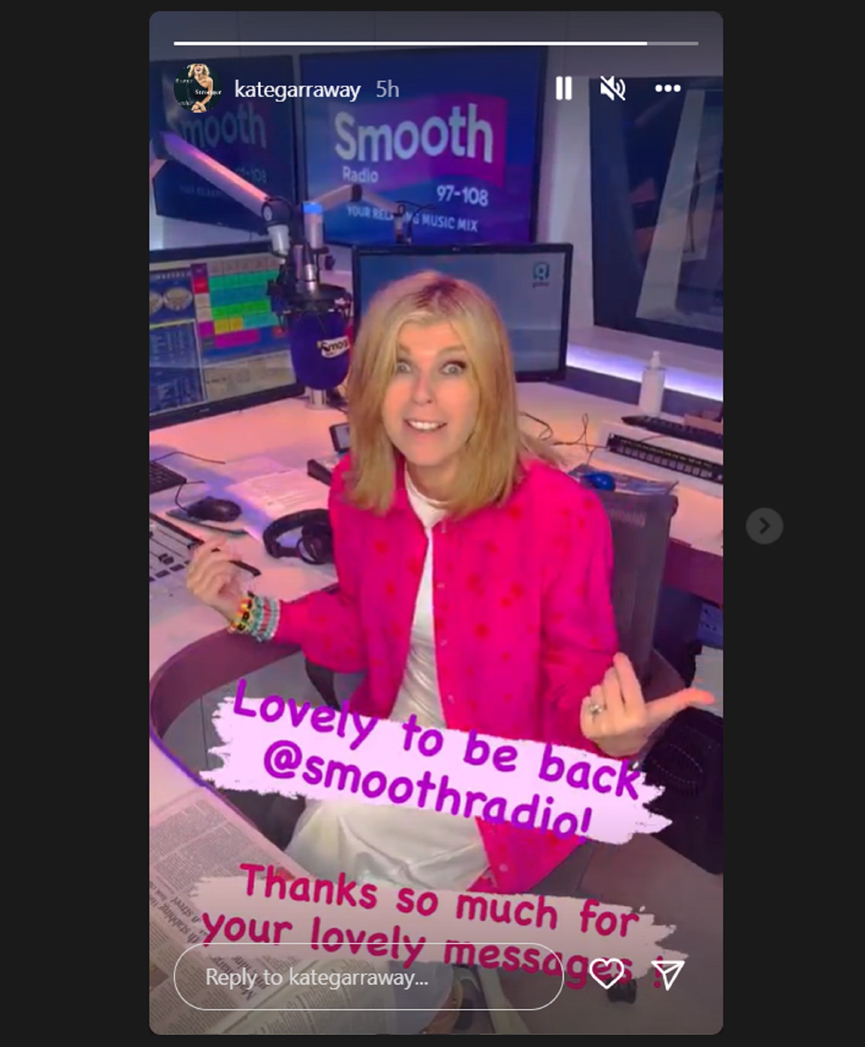 Kate Garraway announcing her return to Smooth Radio