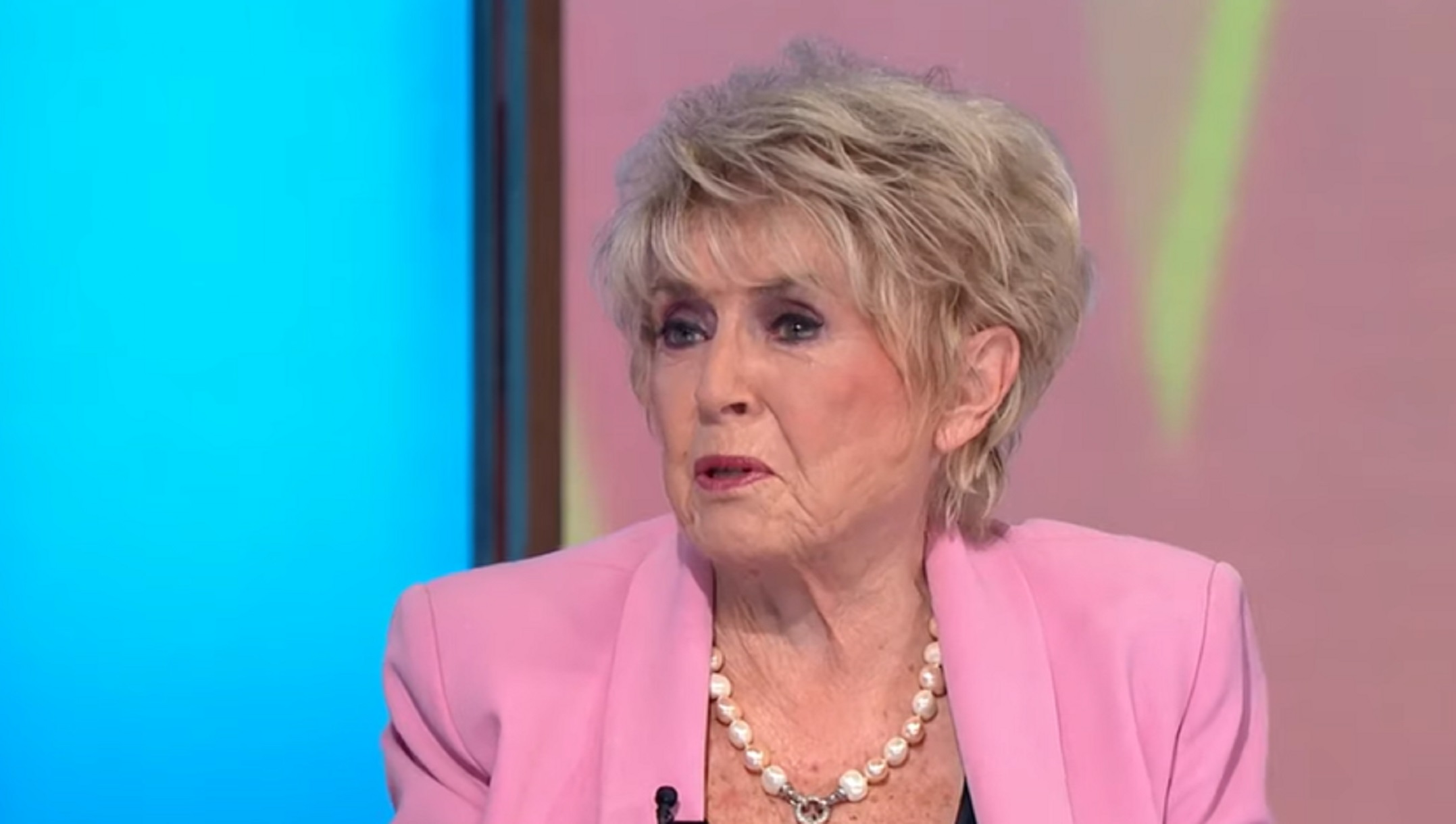 Gloria Hunniford on Loose Women today wearing pink