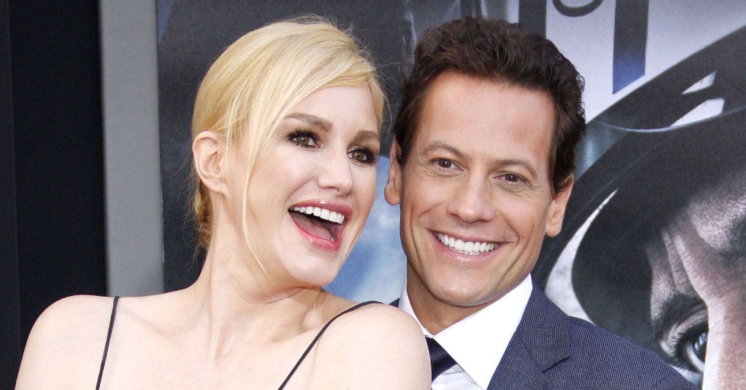 Ioan Gruffudd and Alice Evans both smile before their split