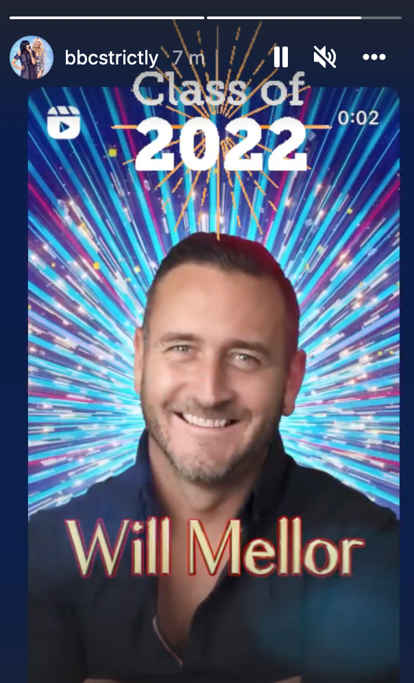 Will Mellor in his official Strictly 2022 announcement 