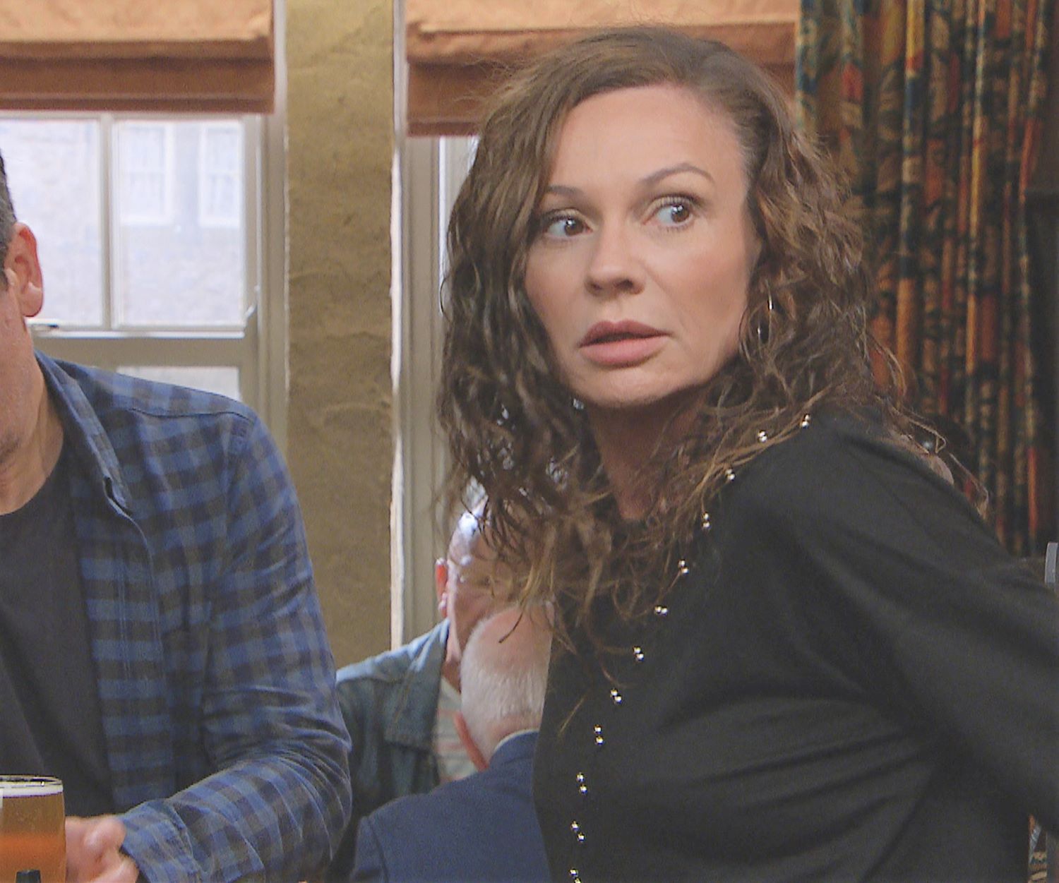 Chas looking concerned Emmerdale