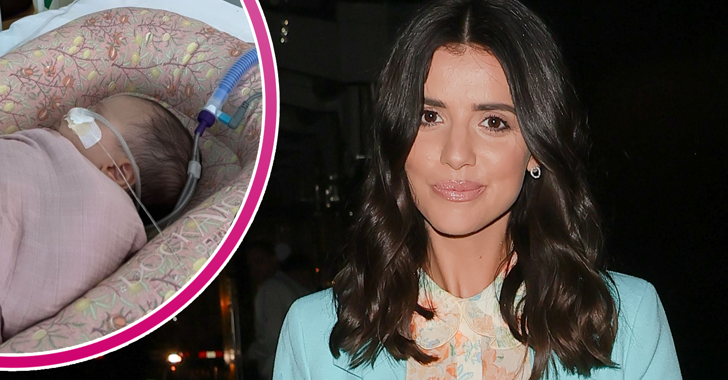 Lucy Mecklenburgh in the street and her baby in hospital