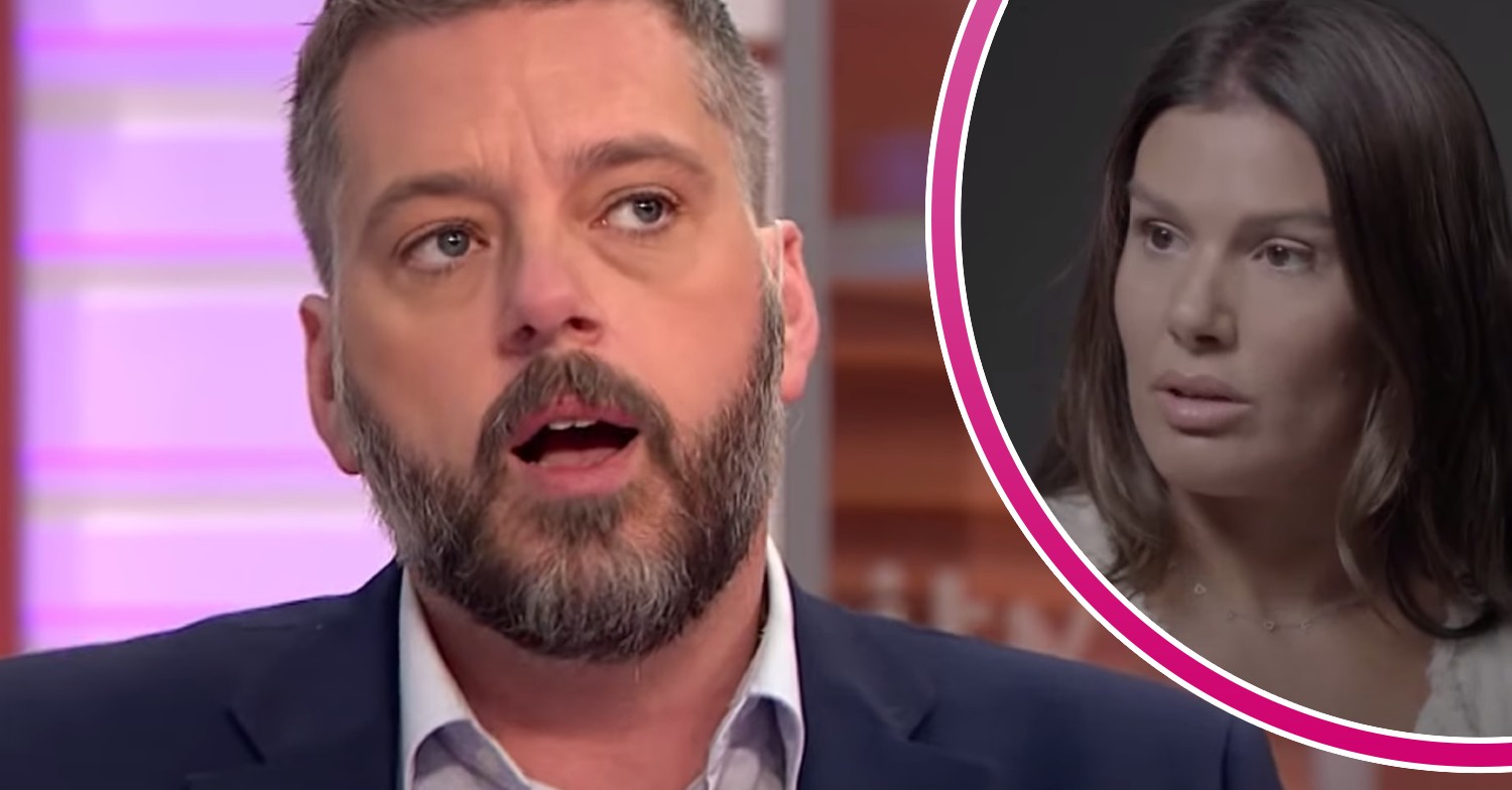 Iain Lee looks up, Rebekah Vardy looks blank