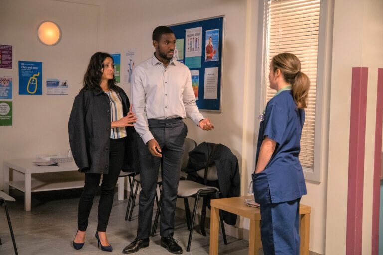 Manpreet and Ethan at the hospital in Emmerdale