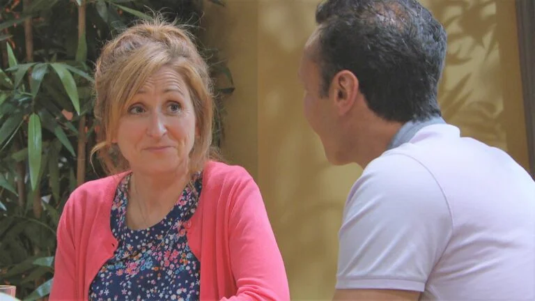 Emmerdale Laurel smiles at Jai