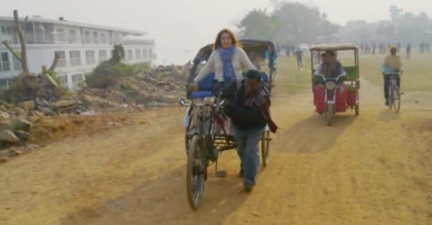 Jane McDonald on a rickshaw