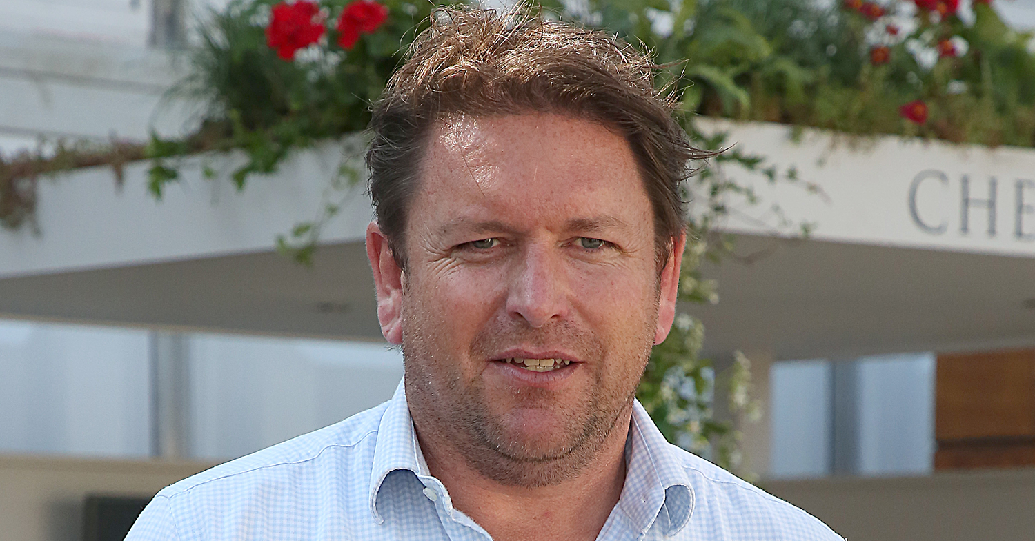James Martin talking to the camera in a shirt