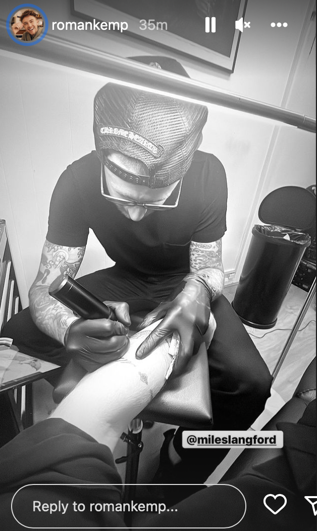Roman Kemp getting a tattoo