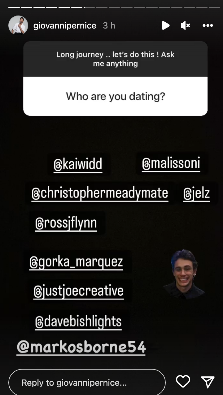 Giovanni Pernice's Instagram story