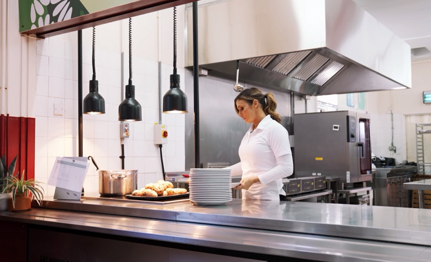 Kym Marsh on the new Waterloo Road set in the canteen