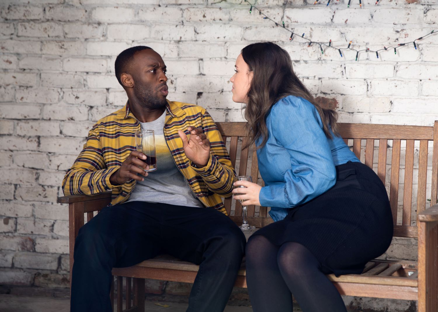 Coronation Street Michael looks shocked as Faye tries to kiss him