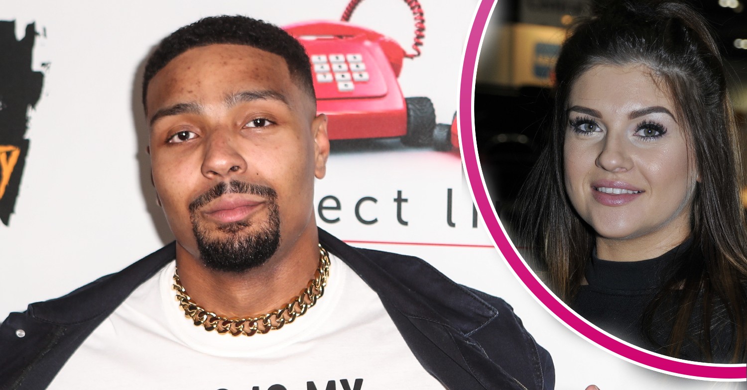 On the left hand side, a large picture of Jordan Banjo. On the right hand side, in a small half circle frame, a picture of Jordan's future wife Naomi Courts