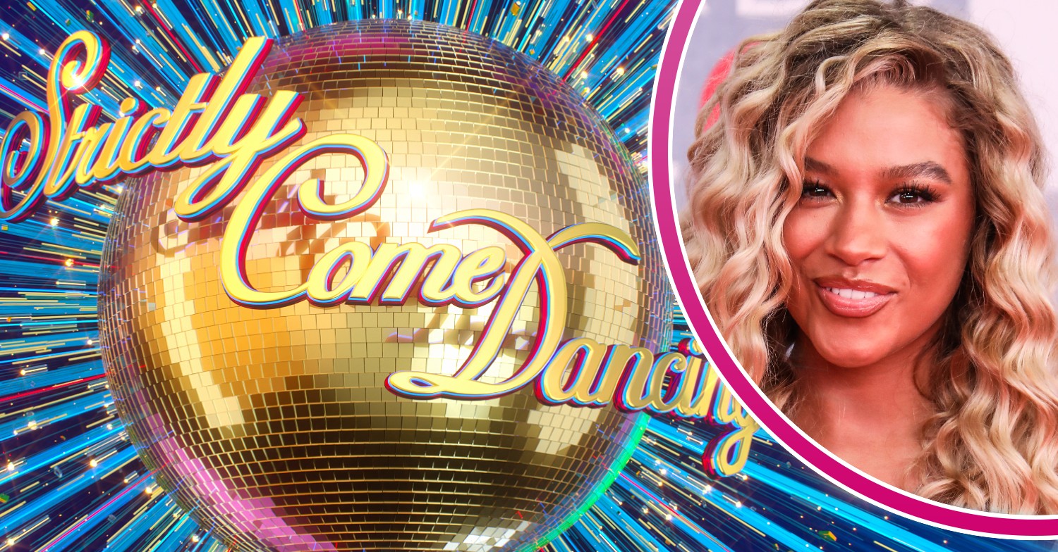 Molly Rainford smiling alongside Strictly 2022 logo