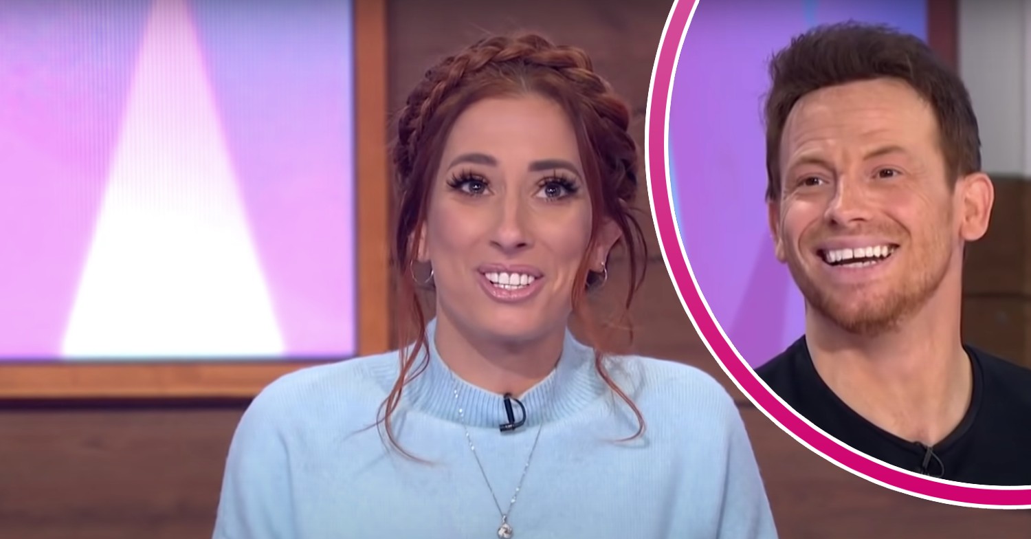 Stacey Solomon and Joe Swash smiling on Loose Women