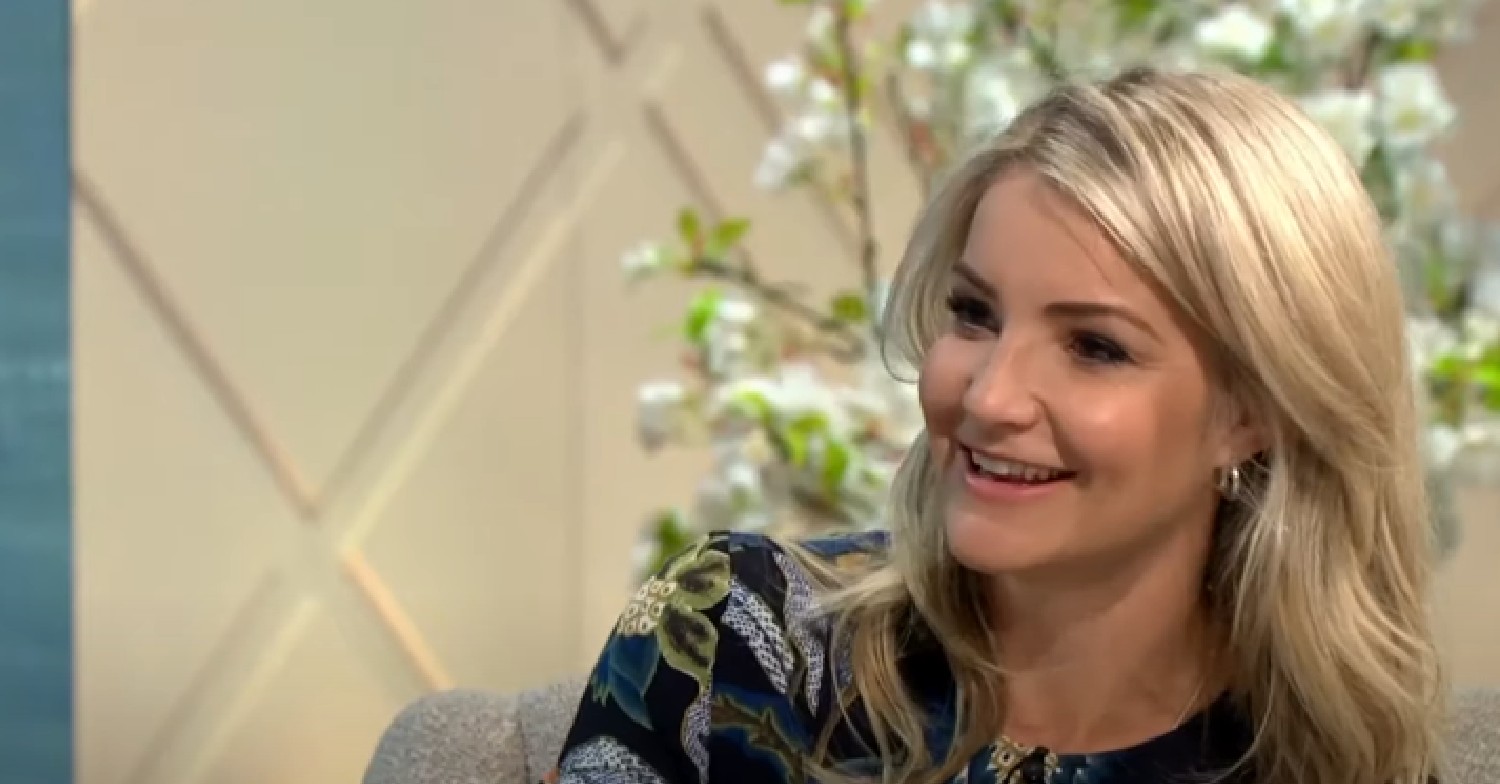 Helen Skelton leaning back and smiling during Lorraine interview