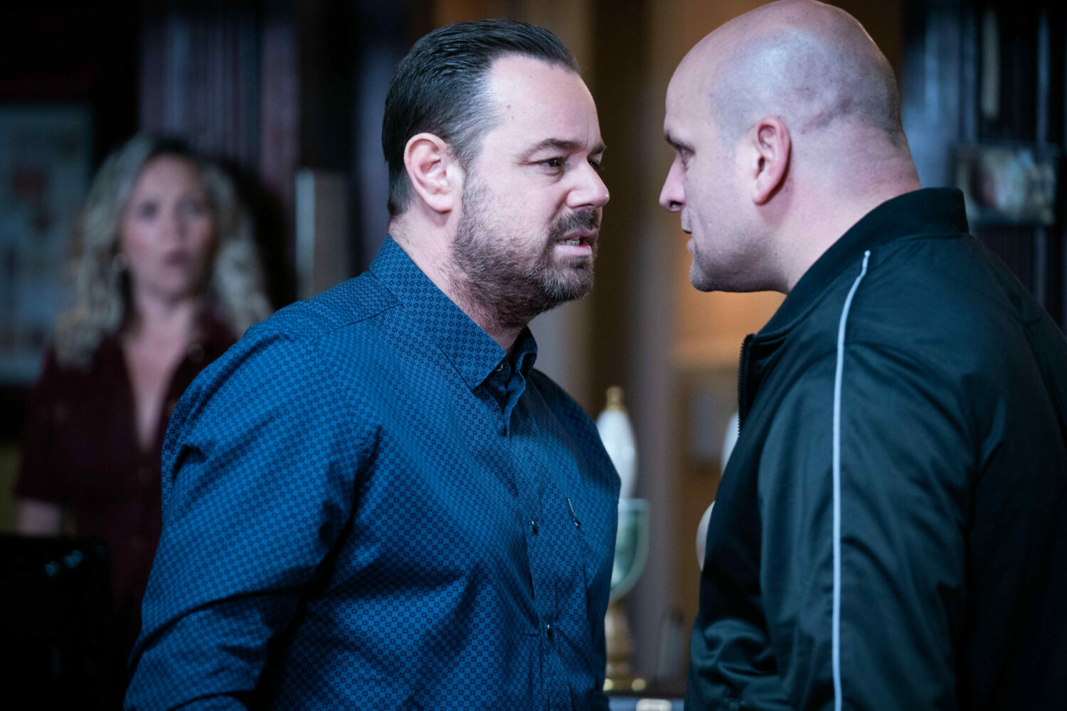 EastEnders Stuart squares up to Mick as Linda looks on