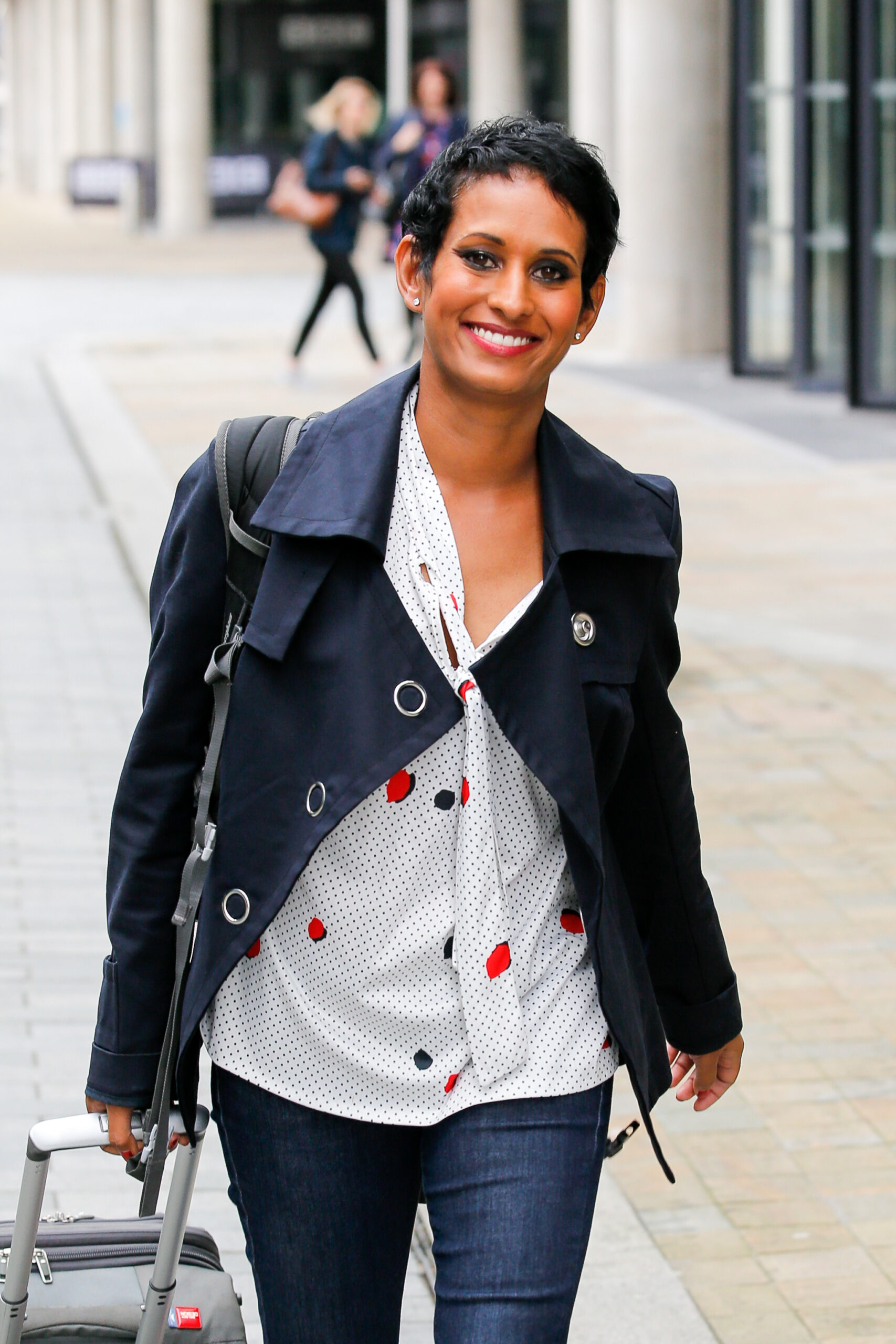 BBC Breakfast star Naga Munchetty smiling outside BBC Studios