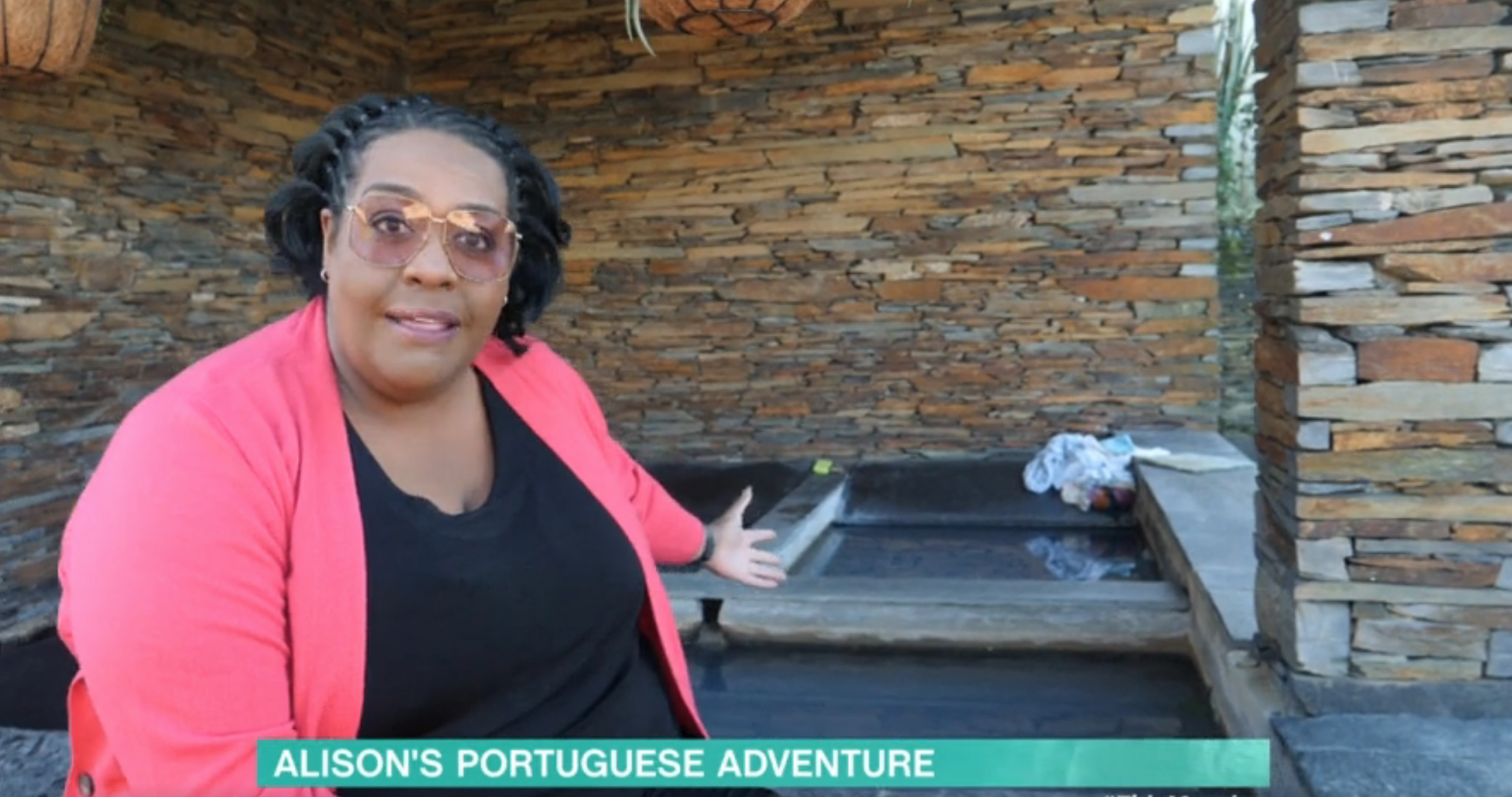 Alison Hammond wearing glasses in Portugal