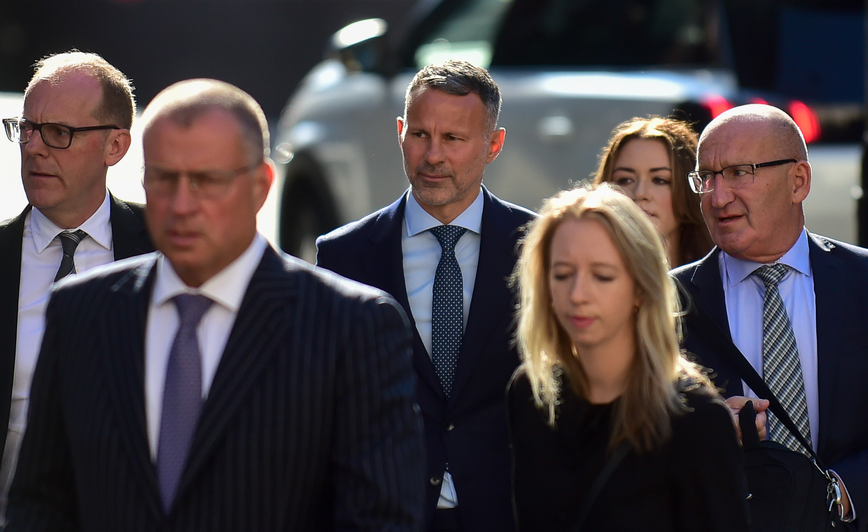 Ryan Giggs looking sombre arriving at court