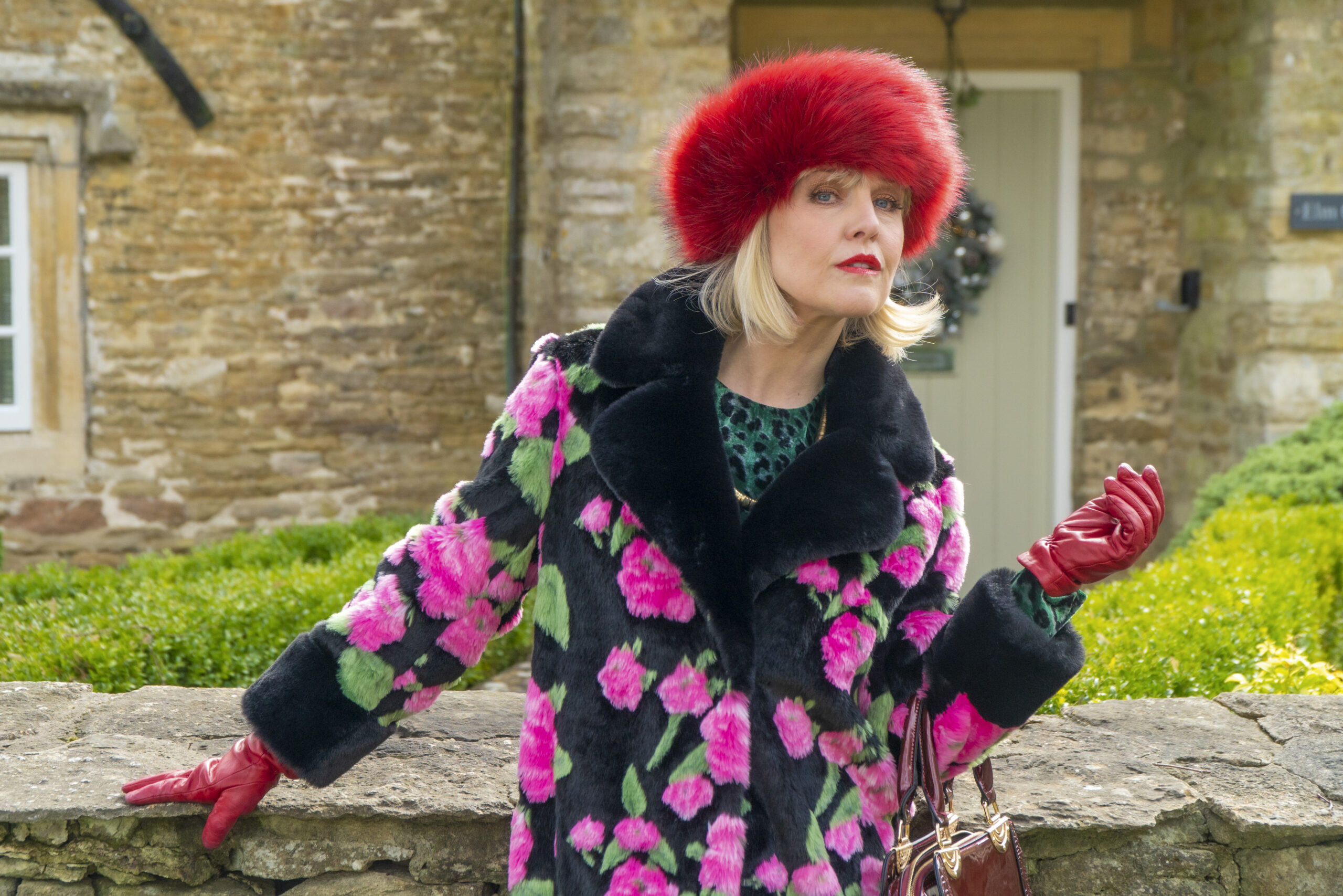 Ashley Jensen as Agatha Raisin in Agatha Raisin and Kissing Christmas Goodbye