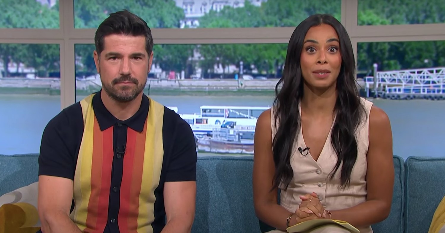 Rochelle Humes and Craig Doyle looking shocked on ITV This Morning