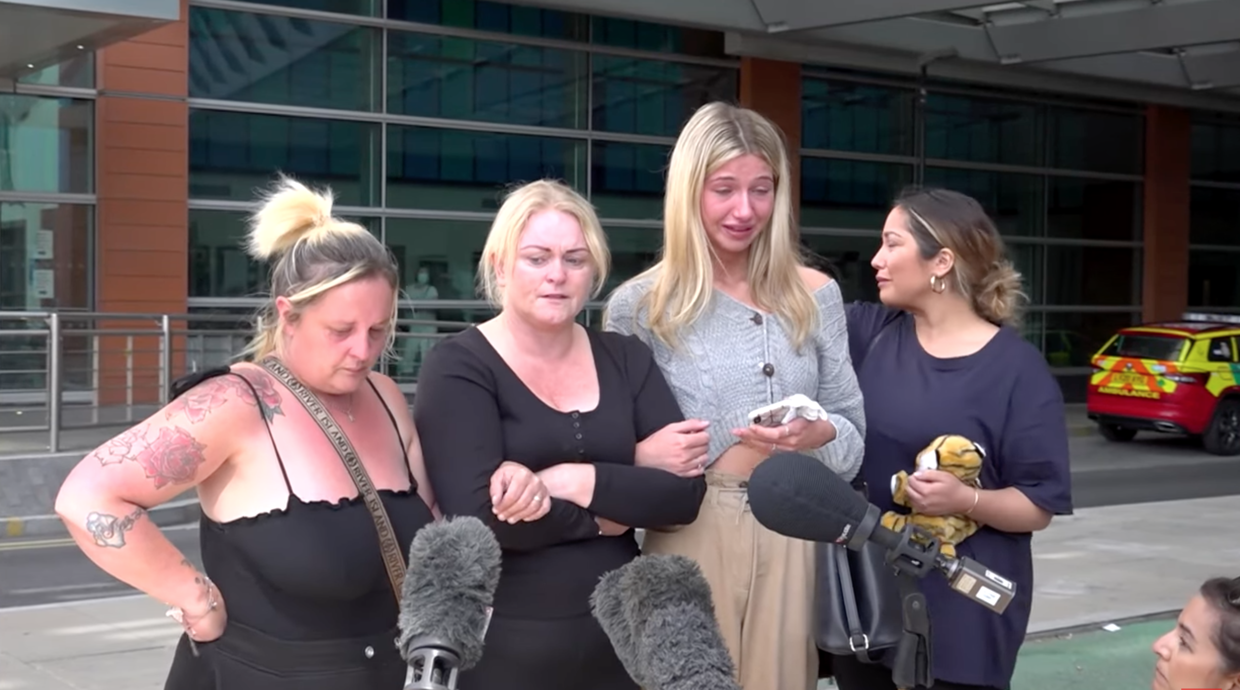 Archie Battersbee's family outside hospital crying