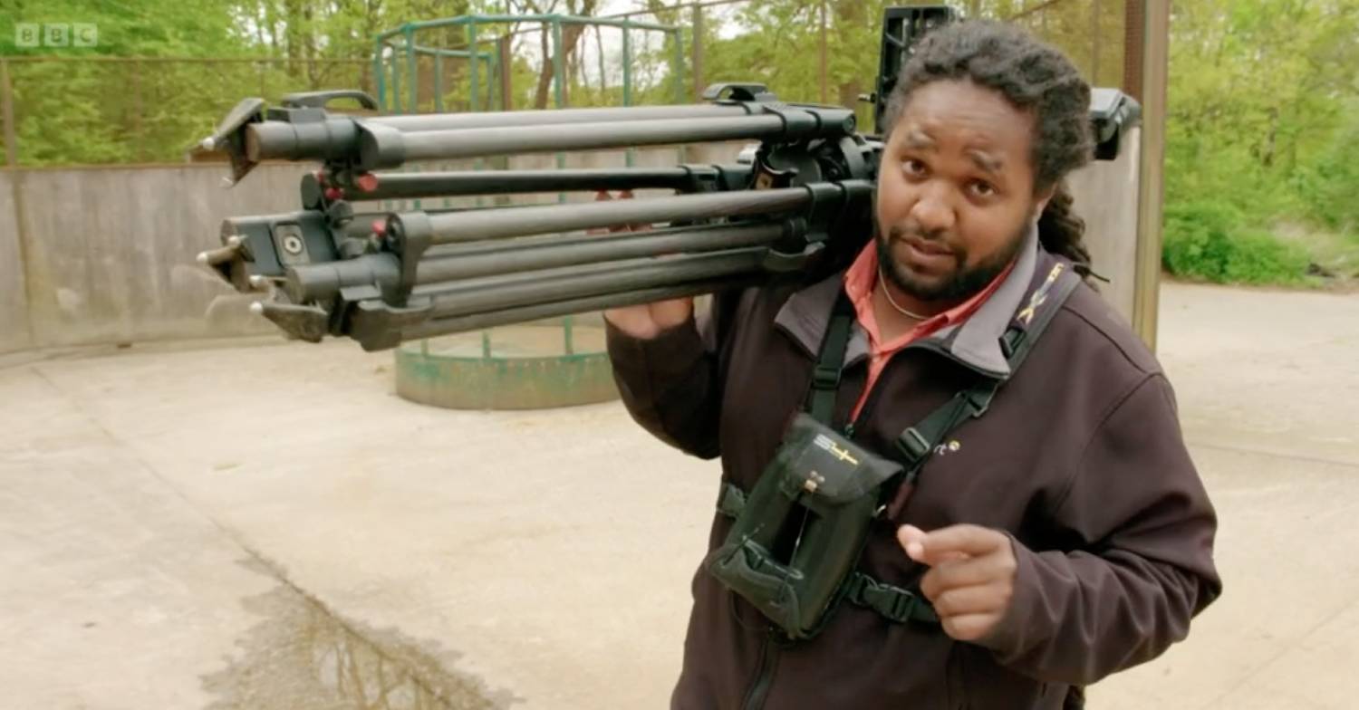 Strictly 2022 star Hamza Yassin carries his gear on Animal Park