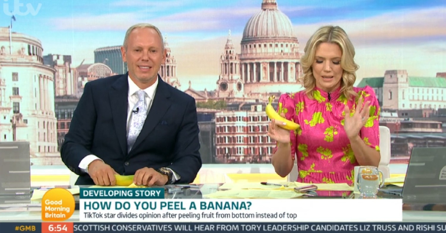 Robert Rinder and Charlotte Hawkins discussing bananas on GMB today