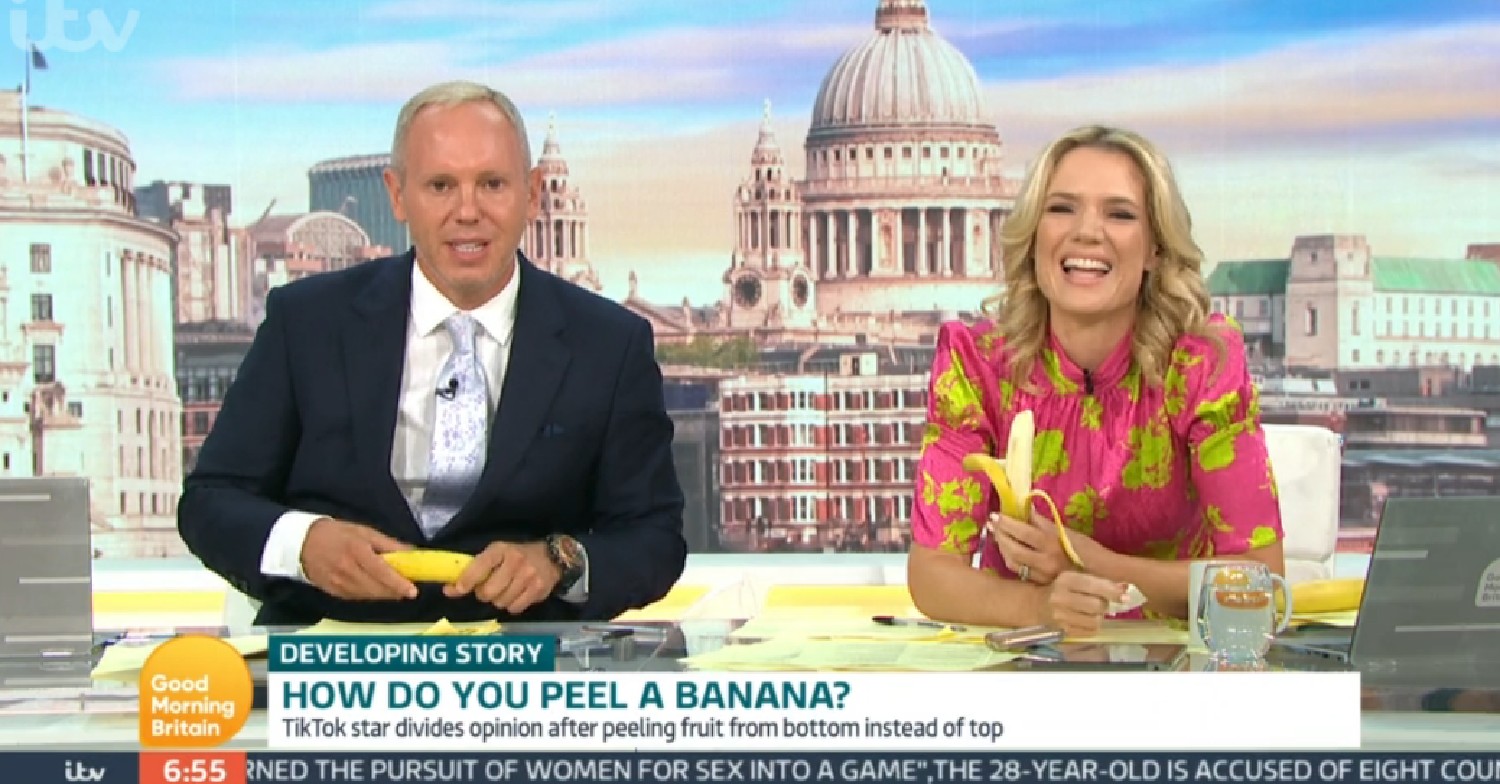 Robert Rinder and Charlotte Hawkins discussing bananas on GMB today