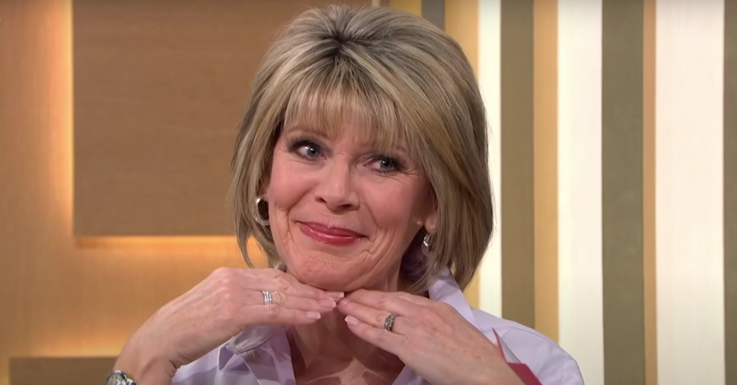 Ruth Langsford posing with her head resting on her hands on This Morning