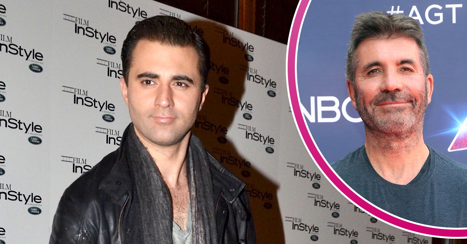 Darius Campbell Danesh posing at event and Simon Cowell smiling at premiere