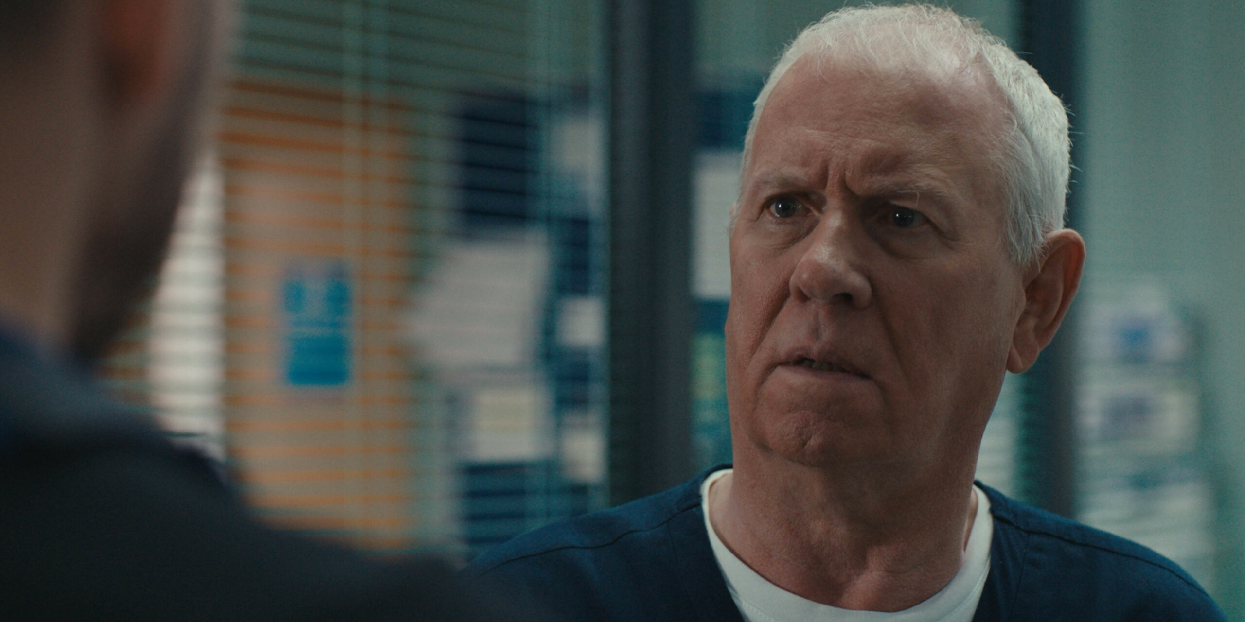 Charlie Fairhead looks shocked in Casualty