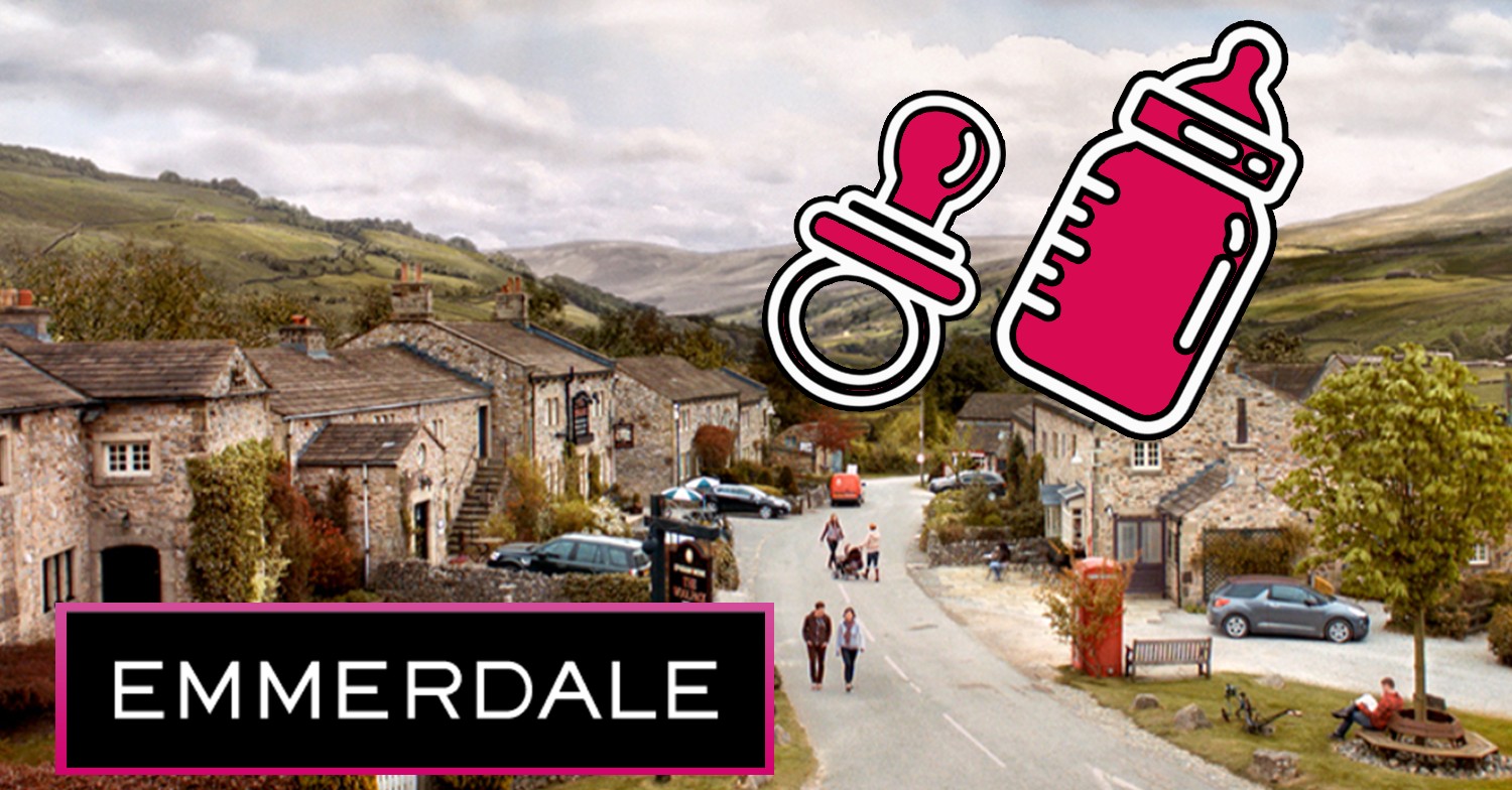 Emmerdale logo and baby pictures