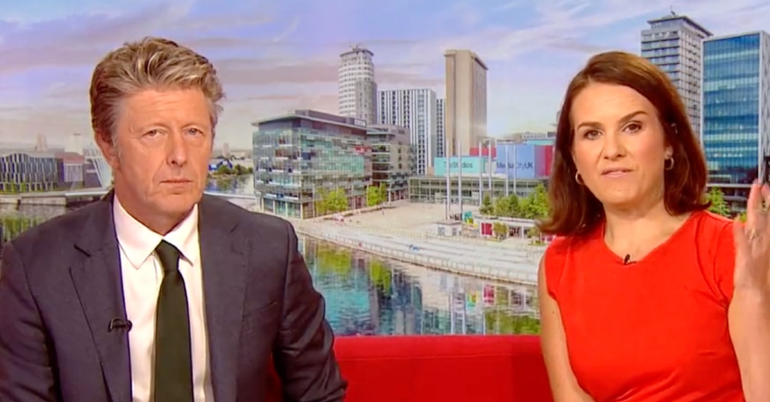 Charlie Stayt and Nina Warhurst on BBC Breakfast today addressing camera 