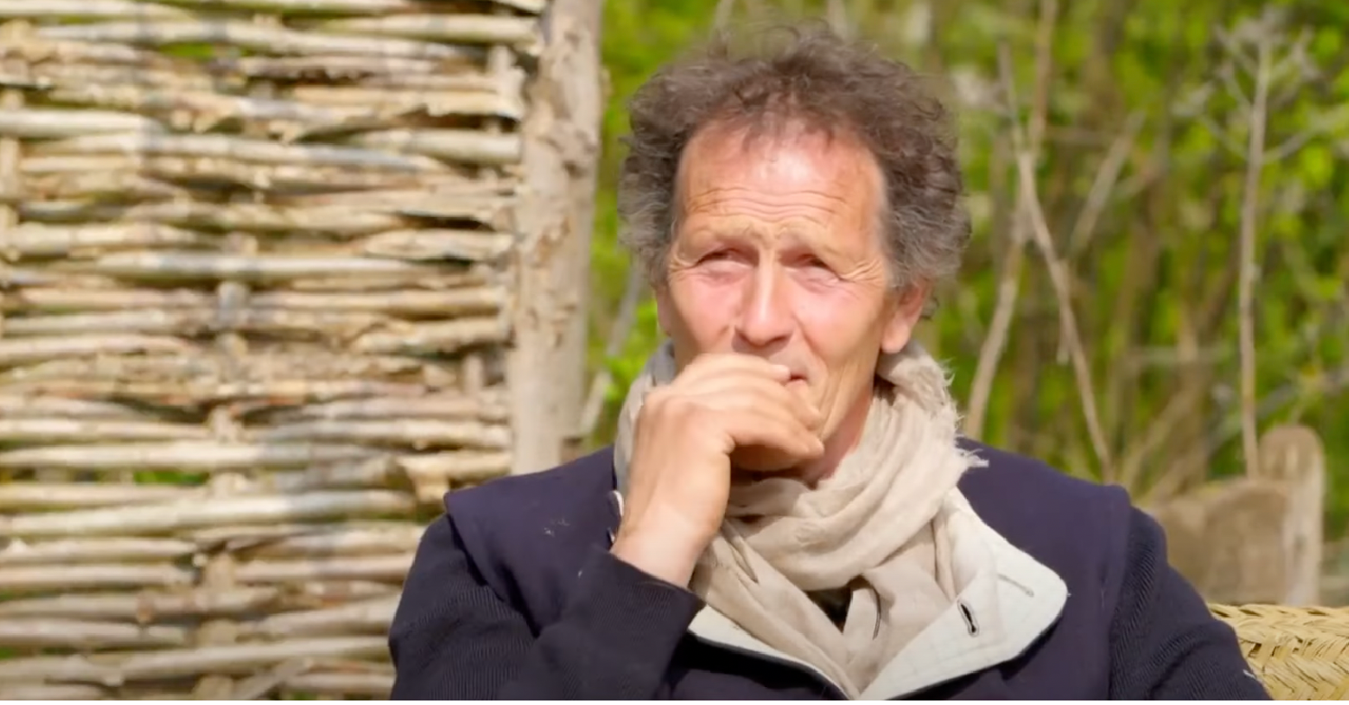 Monty Don being interviewed outside wearing a scarf and coat