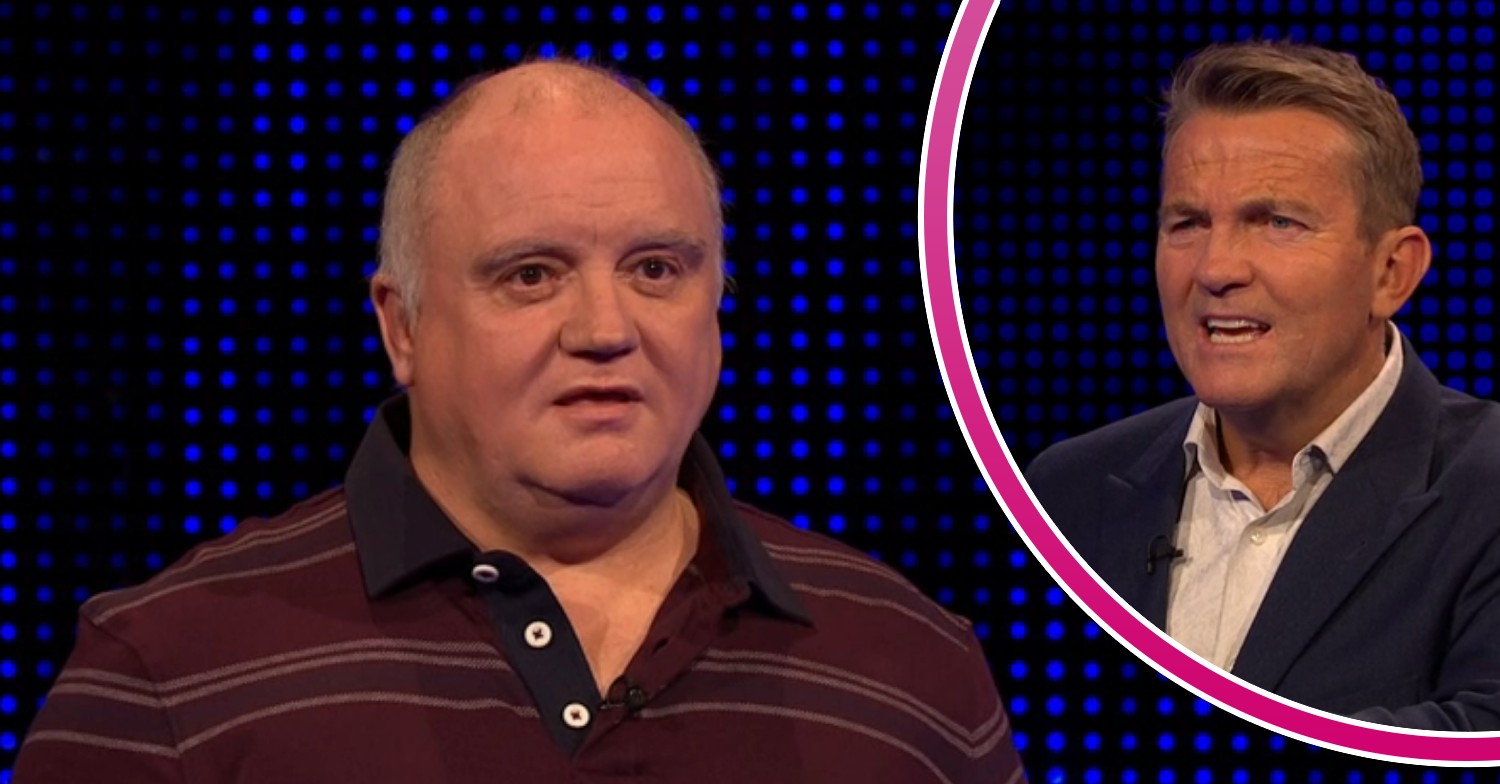 Tim, Bradley Walsh looking shocked on The Chase