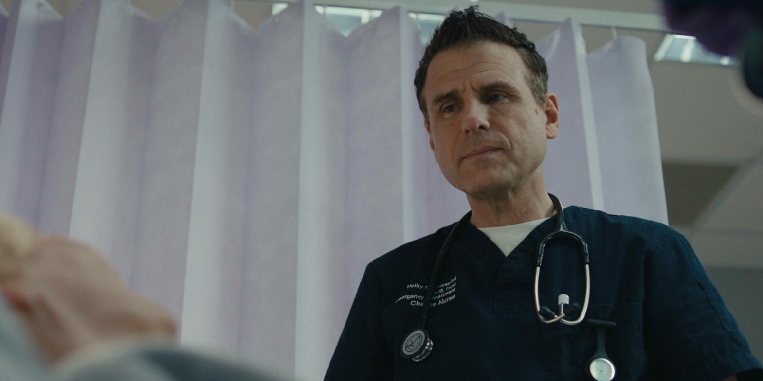 Casualty David looks concerned