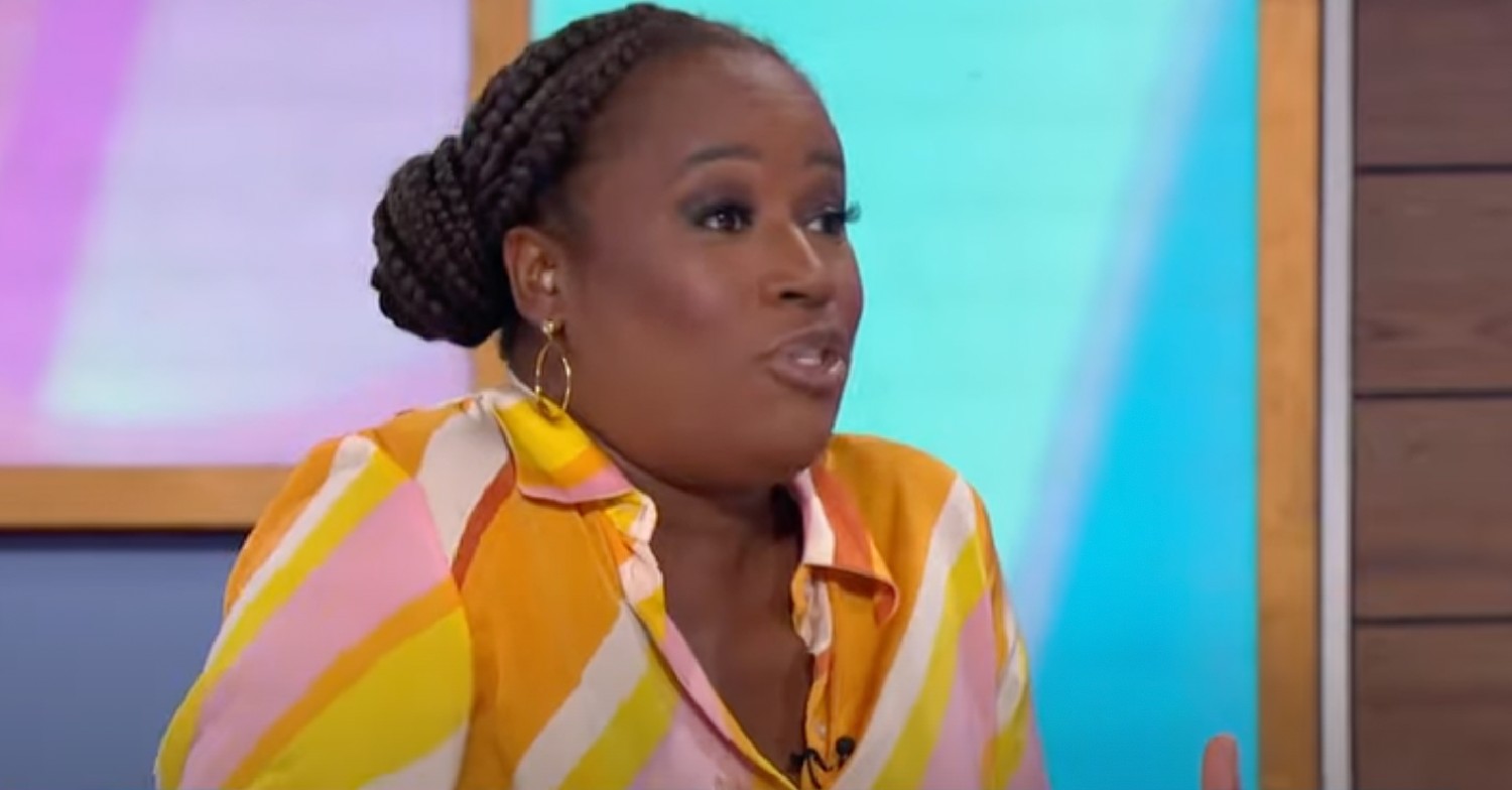 Charlene White hosting Loose Women in bright coloured shirt