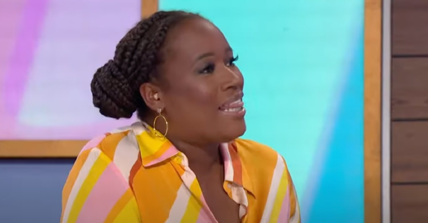 Charlene White talking on Loose Women today in orange shirt